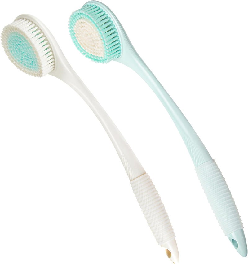 BEDELITE Back Bath Brush Long Handle for Shower of 2 - Soft Shower Brush for Men & Women,Back Brush Scrubber - 16.4" Long Skin Exfoliator for Bath Scrubber Body Brush（2 Pack, Blue & Ivory） - Image 1