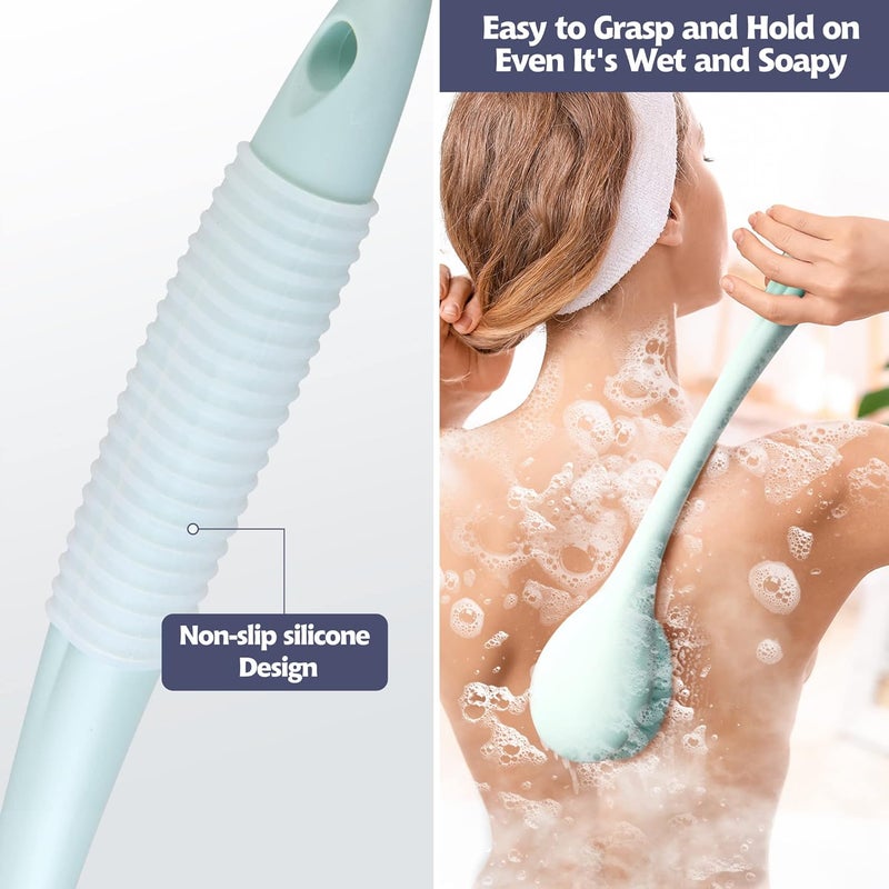 BEDELITE Back Bath Brush Long Handle for Shower of 2 - Soft Shower Brush for Men & Women,Back Brush Scrubber - 16.4" Long Skin Exfoliator for Bath Scrubber Body Brush（2 Pack, Blue & Ivory） - Image 5