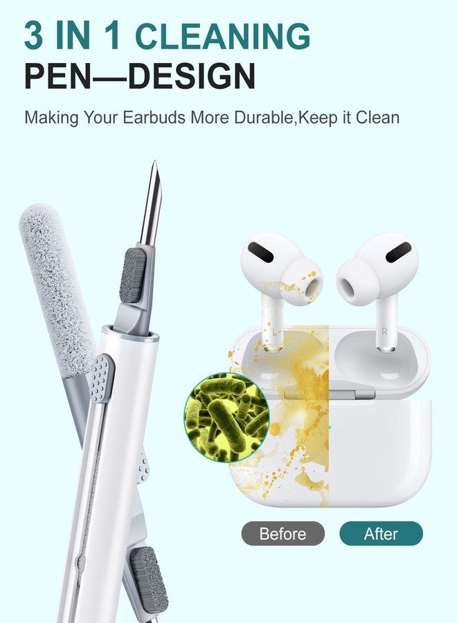 AKIKI Cleaner Kit for Airpods, Earbuds Cleaning kit for Airpods Pro 1 2 3, Phone Cleaner kit with Brush for Bluetooth Earbuds Cleaner, Wireless Earphones,iPhone,Laptop, Camera (White) - Image 2