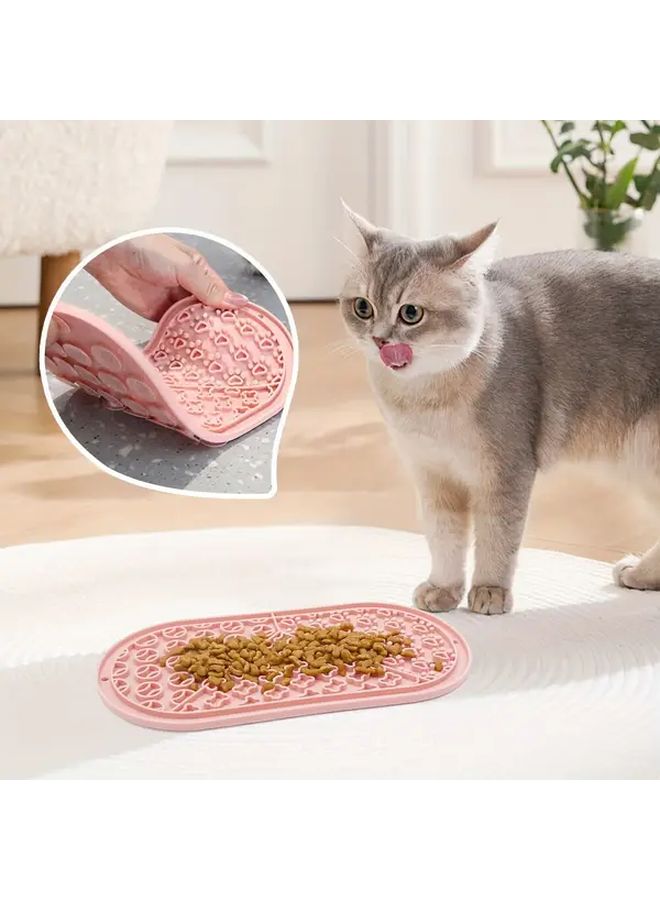 Random Color Oval Pet Licking Mat Slow Feeder Pad With Suction Cups Non Slip Anti Choke - Image 1