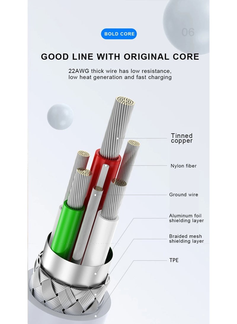 WUW 3A 20W USB to Micro-USB Fast Charging and Data Transfer/Sync Cable for Micro-USB Smartphones, Tablets, Mobile Accessories, Electronics & Digital Devices, White - Image 3