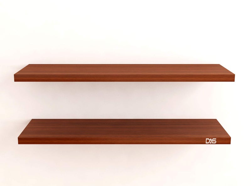 DAS Contemporary Style Wall Mounted Engineered Wood Wall Décor Shelf/Shelves Display Rack for Living Room Classic Walnut (Set of 2)- Walentyna - Image 5