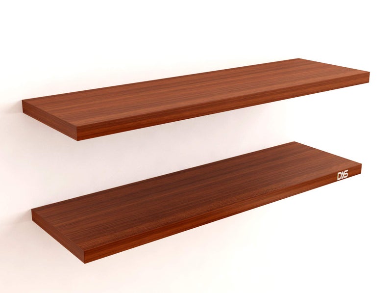 DAS Contemporary Style Wall Mounted Engineered Wood Wall Décor Shelf/Shelves Display Rack for Living Room Classic Walnut (Set of 2)- Walentyna - Image 4