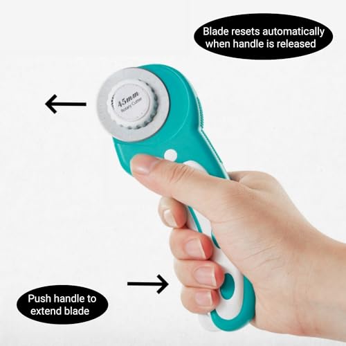 AMASEWART 45mm Rotary Cutter for Fabric with 8pcs Rotary Blades, Rolling Fabric Cutter Crochet Edge Skip Stitch Blade Perforating Rotary Blade, Pinking Rotary Cutter for Quilting Crafts Sewing - Image 3