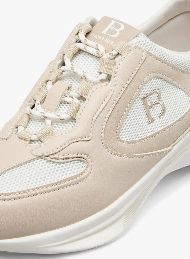 Flora Bella By Shoexpress NUDE Panelled Lace-Up Sneakers for Women | Best Price UAE