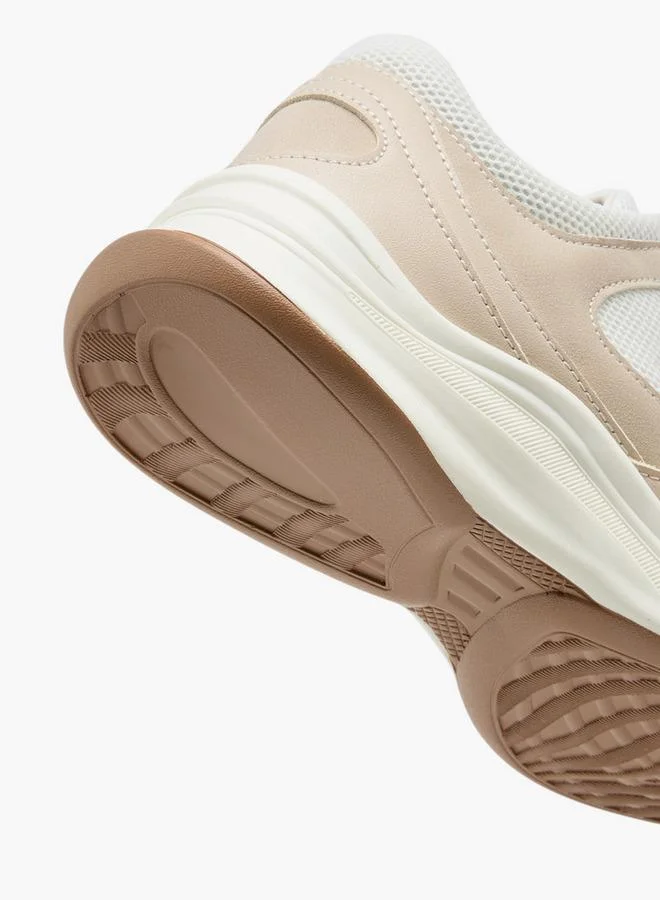 Flora Bella By Shoexpress NUDE Panelled Lace-Up Sneakers for Women | Best Price UAE