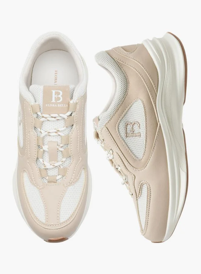 Flora Bella By Shoexpress NUDE Panelled Lace-Up Sneakers for Women | Best Price UAE