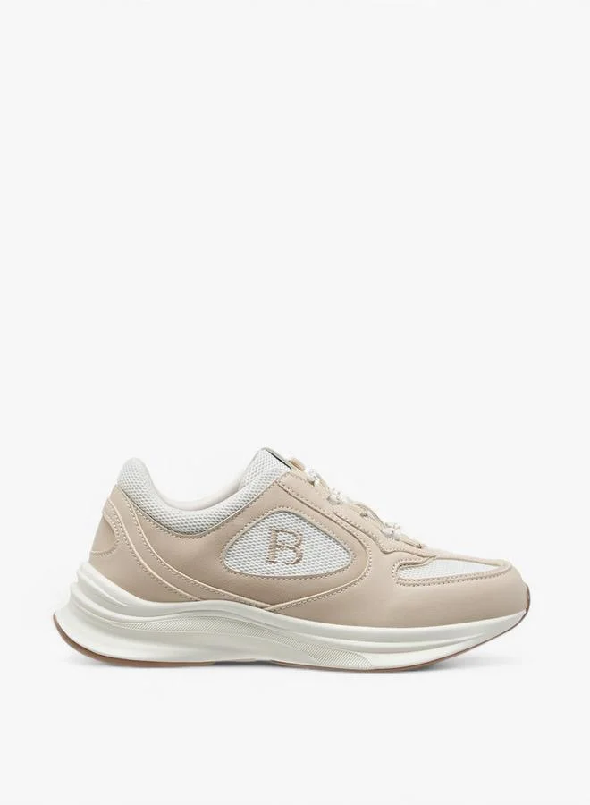 Flora Bella By Shoexpress NUDE Panelled Lace-Up Sneakers for Women | Best Price UAE