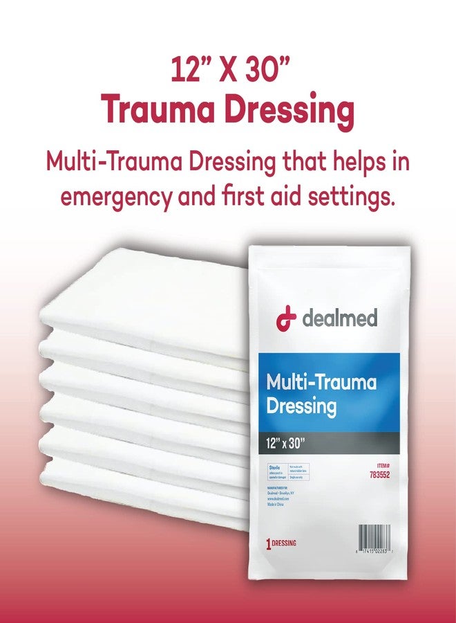 Dealmed 12" x 30" Multi-Trauma Dressing - Sterile Emergency Oversized Pad, Superior Absorbency, Protection and Padding, Wound Care Product for First Aid Kit (Pack of 5) - Image 3