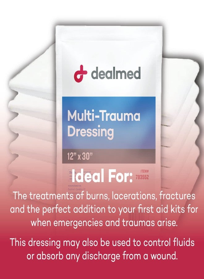 Dealmed 12" x 30" Multi-Trauma Dressing - Sterile Emergency Oversized Pad, Superior Absorbency, Protection and Padding, Wound Care Product for First Aid Kit (Pack of 5) - Image 4