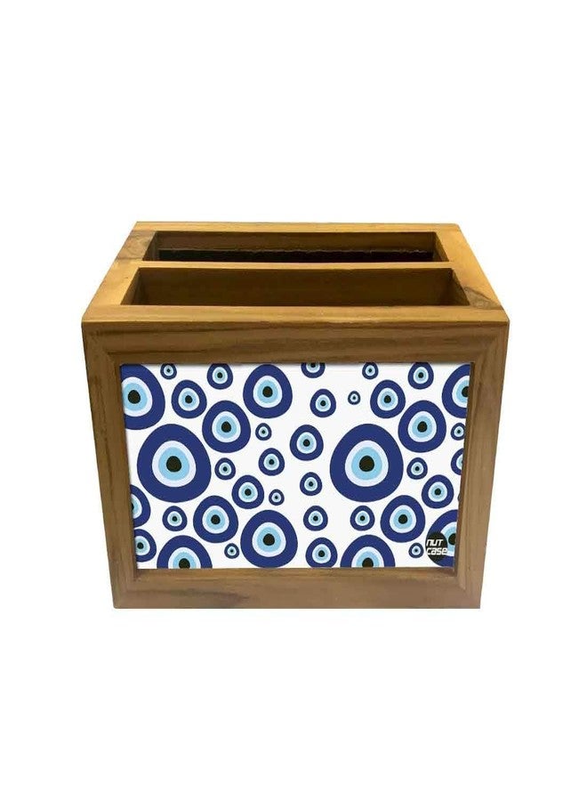 Nutcase Designer Teak Wood TV Remote Stand For Home Remote Holders Organizer Caddy for TV/AC Remotes Control -Multipurpose Desk Organiser-6�x4�x4� - EVIL EYE - Image 5