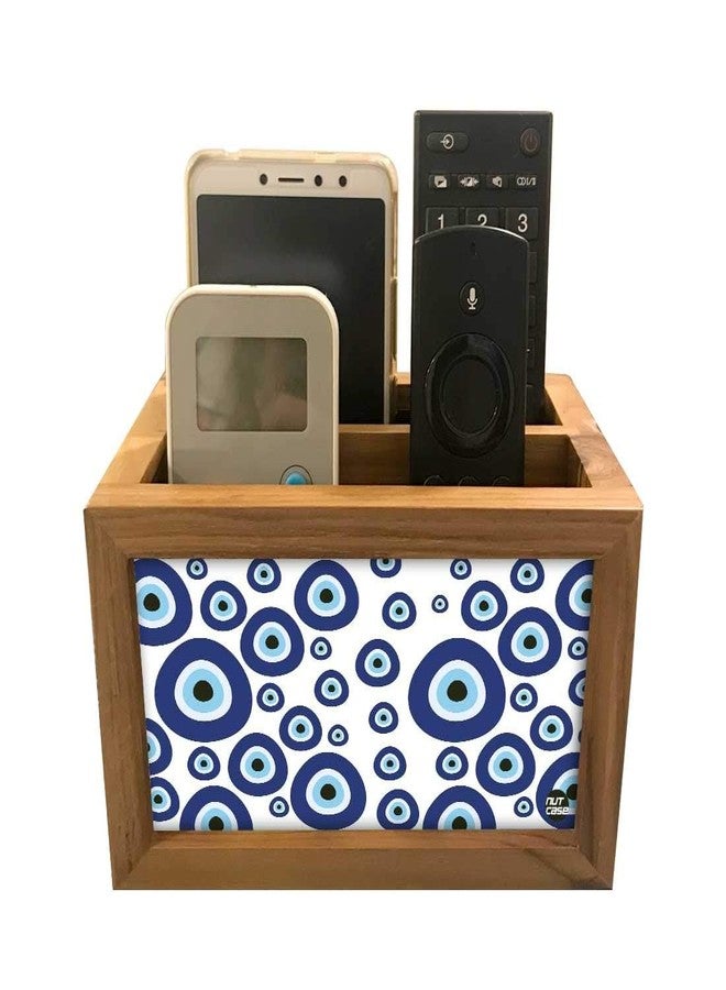 Nutcase Designer Teak Wood TV Remote Stand For Home Remote Holders Organizer Caddy for TV/AC Remotes Control -Multipurpose Desk Organiser-6�x4�x4� - EVIL EYE - Image 3