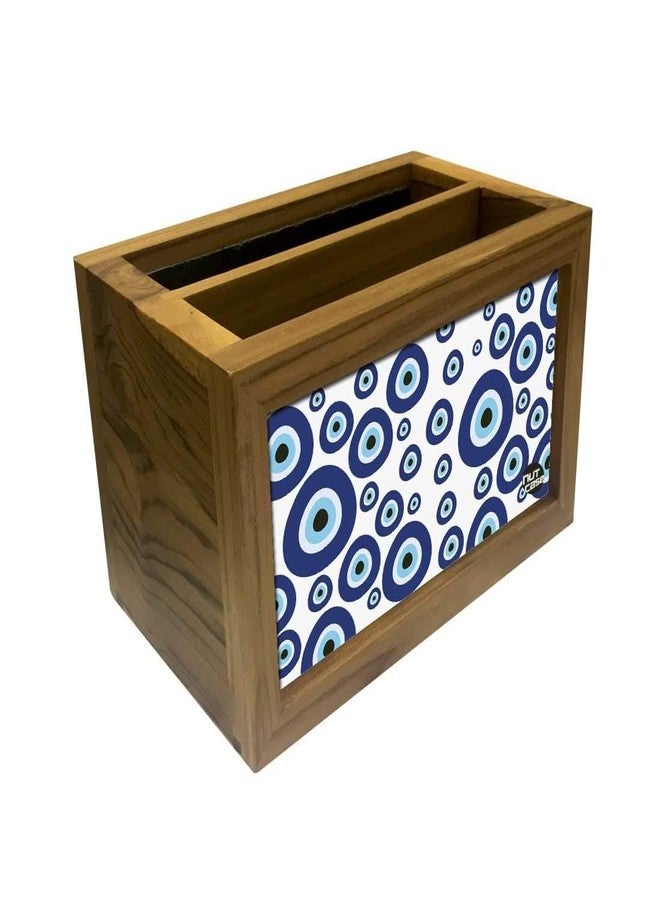 Nutcase Designer Teak Wood TV Remote Stand For Home Remote Holders Organizer Caddy for TV/AC Remotes Control -Multipurpose Desk Organiser-6�x4�x4� - EVIL EYE - Image 4