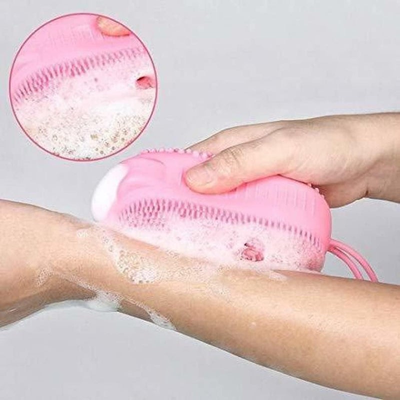 Sugalsu Silicone Bath Body Brush Silicone bath body brush exfoliatingSilicone Bath Body BrushEasy to Clean Washer Exfoliating More Hygienic Randim Colour Pack of 4 - Image 3