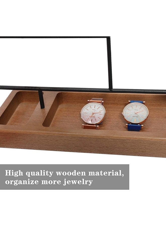 ROLLYWARE ROLLYWARE Earring Holder,5-Tier Ear Stud Holder with Wooden Tray,Jewelry Organizer Holder for Earrings Necklaces Bracelets Watches and Rings,Earring Display Stand with 132 Holes,Black (Black, 1)  - Image 3