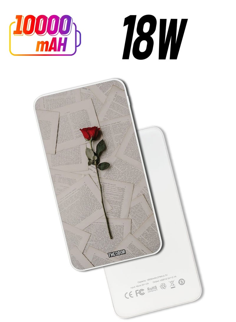 Theodor 10,000 mAh Super Fast Charging Ultra Compact Power Bank with Quick Charge & Power Delivery, Portable Charger For iPhone and Android Rose - Image 1