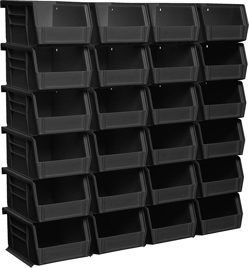 Akro-Mils 30210 AkroBins Plastic Storage Bins, Space-Saving Stackable Bins for Garage, Pantry, Craft Organization, 5" x 4" x 3", Black, 24-Pack - Image 1