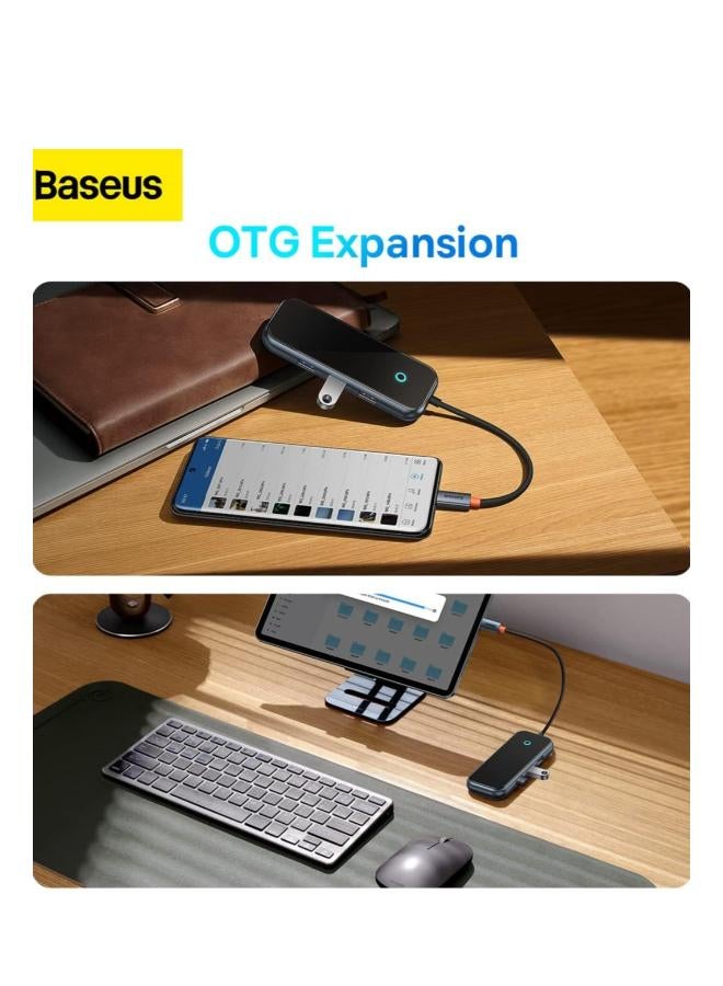 بيسوس USB Hub Baseus AcmeJoy series Hub 5in1 USB-C to 2xUSB 3.0 + USB 2.0 + USB-C PD + HDMI Dark Grey - Image 4