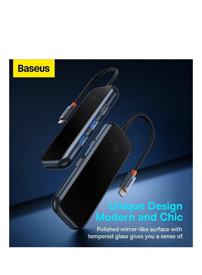 بيسوس USB Hub Baseus AcmeJoy series Hub 5in1 USB-C to 2xUSB 3.0 + USB 2.0 + USB-C PD + HDMI Dark Grey - Image 3