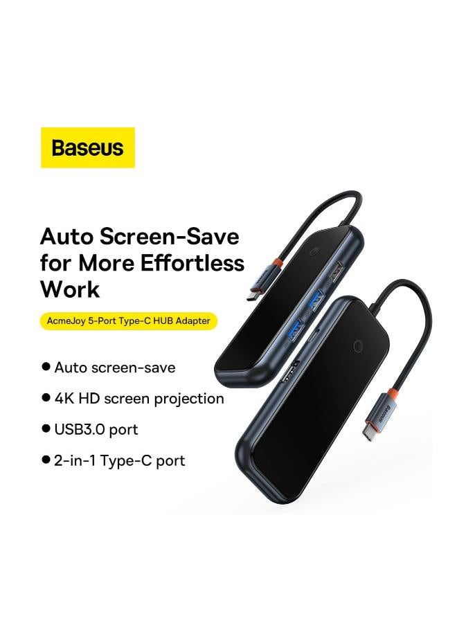 بيسوس USB Hub Baseus AcmeJoy series Hub 5in1 USB-C to 2xUSB 3.0 + USB 2.0 + USB-C PD + HDMI Dark Grey - Image 2