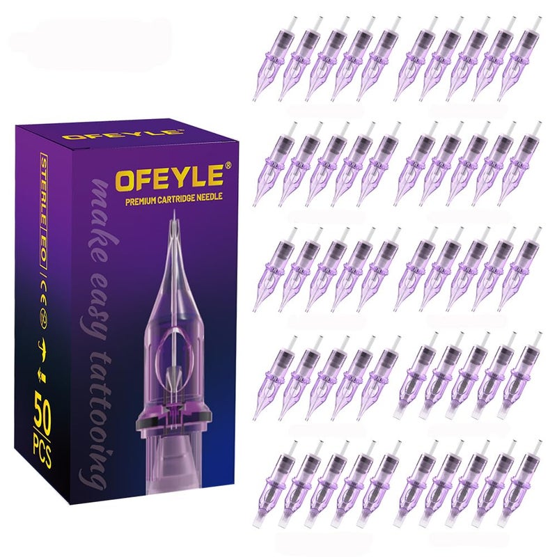 OFEYLE Tattoo Cartridge Needles 50PCS Assorted Mixed Size Round Liner Shader Magnum 3RL 5RL 7RL 9RL 5RS 7RS 9RS 9RM 11RM 7M1 Disposable Tattoo Needles with Membrane for Rotary Tattoo Machine Pen Gun - Image 1