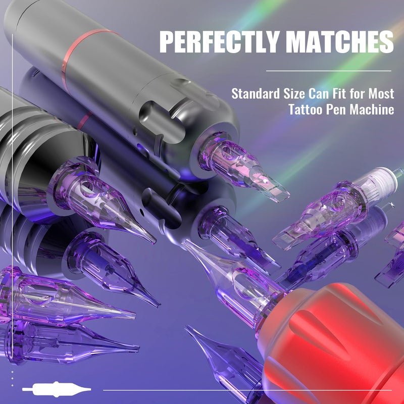 OFEYLE Tattoo Cartridge Needles 50PCS Assorted Mixed Size Round Liner Shader Magnum 3RL 5RL 7RL 9RL 5RS 7RS 9RS 9RM 11RM 7M1 Disposable Tattoo Needles with Membrane for Rotary Tattoo Machine Pen Gun - Image 4