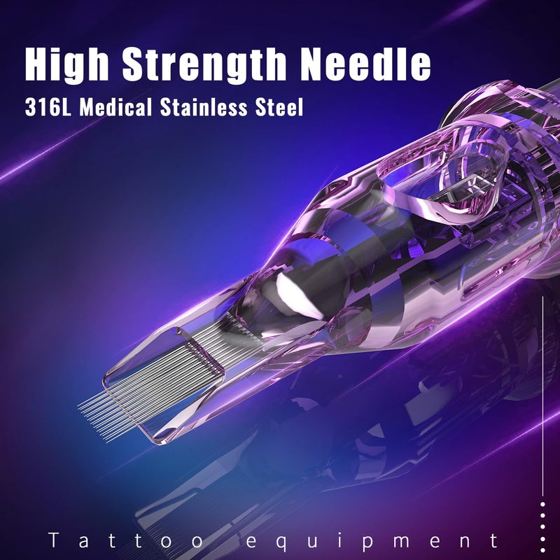 OFEYLE Tattoo Cartridge Needles 50PCS Assorted Mixed Size Round Liner Shader Magnum 3RL 5RL 7RL 9RL 5RS 7RS 9RS 9RM 11RM 7M1 Disposable Tattoo Needles with Membrane for Rotary Tattoo Machine Pen Gun - Image 3