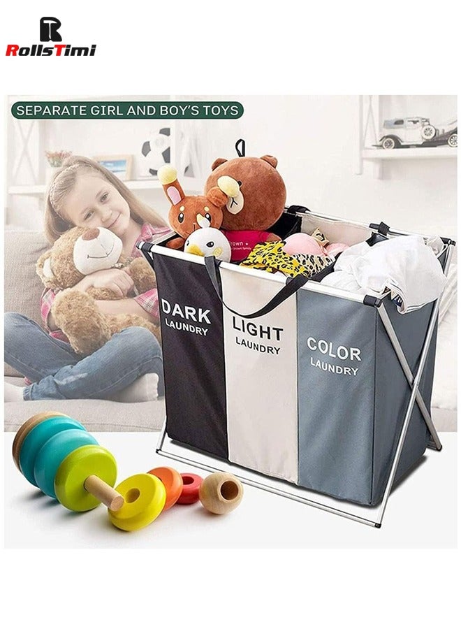 رولستيمي سلة تخزين الغسيل من 3 أقسام متعددة الألوان 137 لتر - Image 3