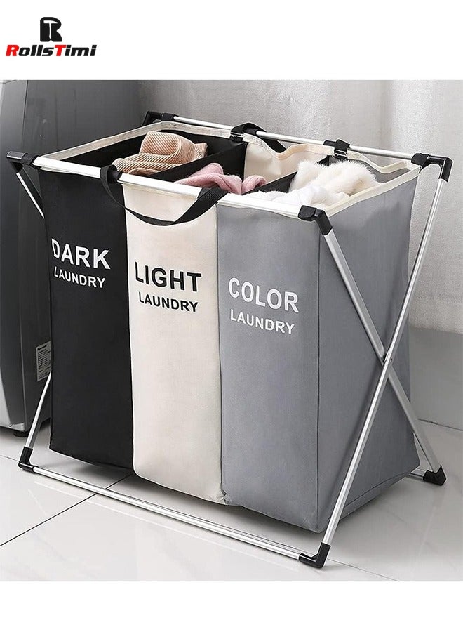 رولستيمي سلة تخزين الغسيل من 3 أقسام متعددة الألوان 137 لتر - Image 1