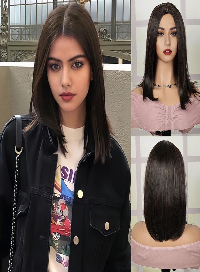 Creamily Bob Wig for Women Full Head, Ladies Wigs Natural Hair,Straight Shoulder Length Hair Wig for Blad Women for Daily Use (13inch, Natural Brown) - Image 1
