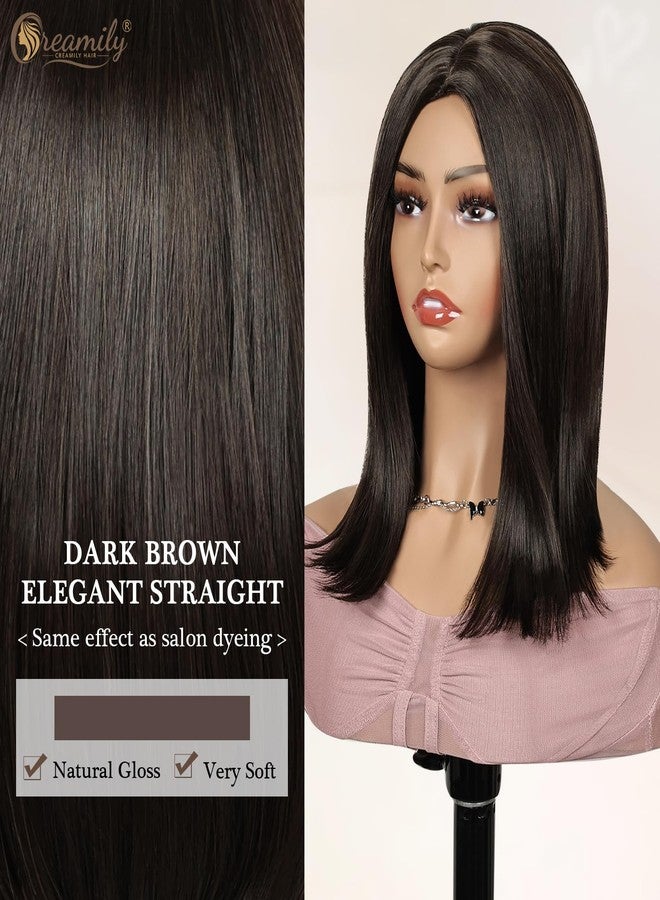 Creamily Bob Wig for Women Full Head, Ladies Wigs Natural Hair,Straight Shoulder Length Hair Wig for Blad Women for Daily Use (13inch, Natural Brown) - Image 5