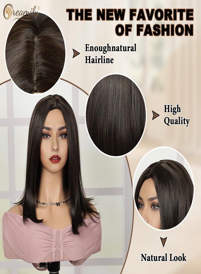 Creamily Bob Wig for Women Full Head, Ladies Wigs Natural Hair,Straight Shoulder Length Hair Wig for Blad Women for Daily Use (13inch, Natural Brown) - Image 3