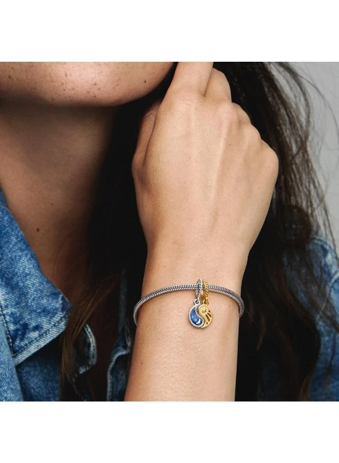 PANDORA Two-tone Splittable Sun &amp; Moon Dangle Charm
