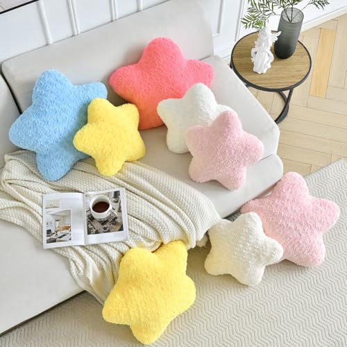 ZCNYCLAM Star Pillow 149 Star Shaped Plush Pillow for Couch Bed Sofa Cute Decorative Throw Pillows with Soft Faux Fur Room Decor for Bedroom Living Room White - Image 3