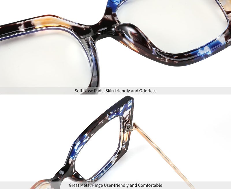 Karsaer Oversized Square Blue Light Blocking Glasses Eye Strain Glare Pearl Inlay Arm Cat Eye Fashion Eyewear E1054 - Image 4
