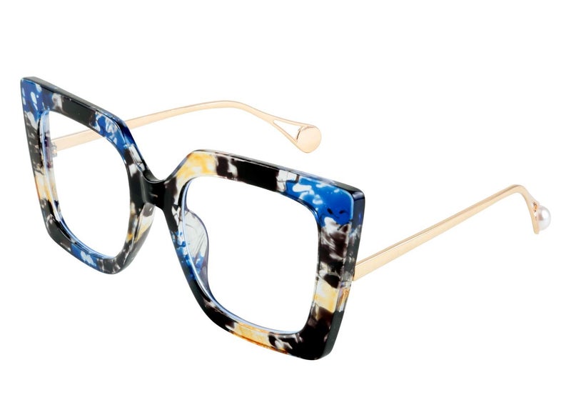 Karsaer Oversized Square Blue Light Blocking Glasses Eye Strain Glare Pearl Inlay Arm Cat Eye Fashion Eyewear E1054 - Image 1