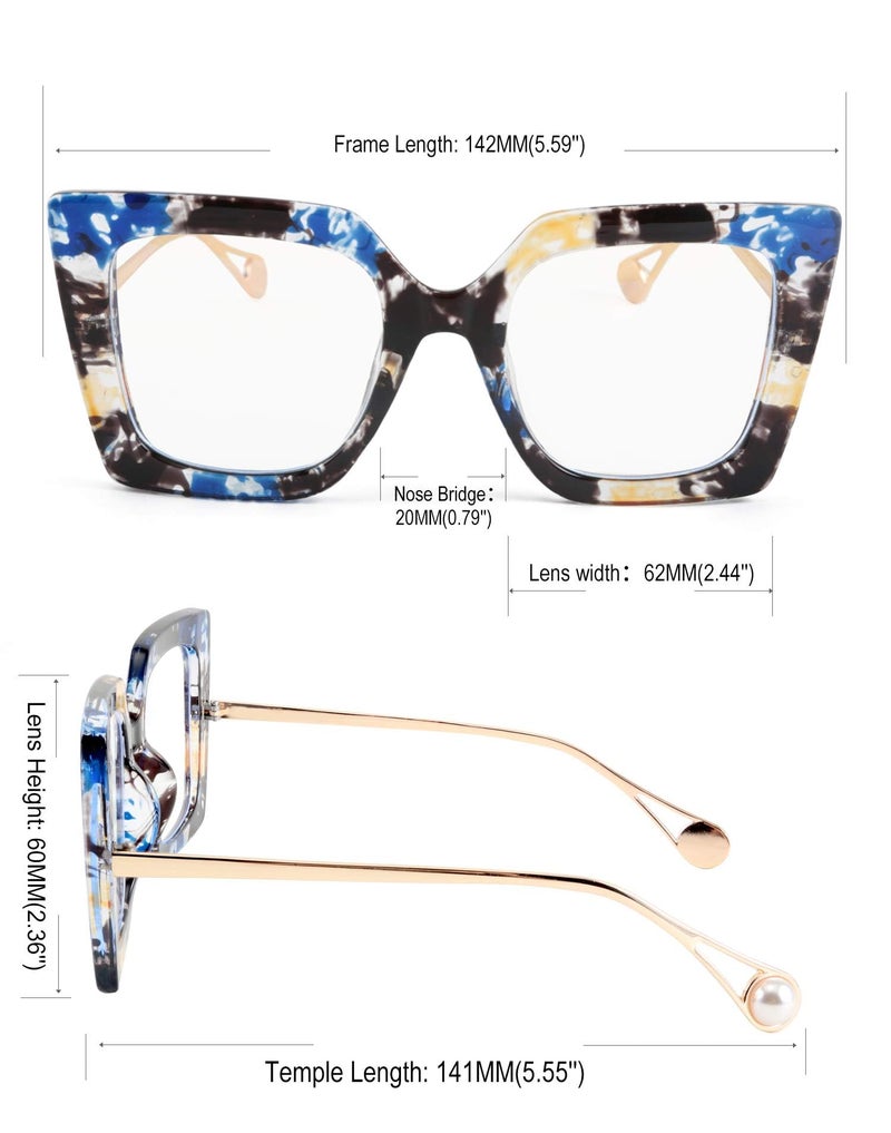 Karsaer Oversized Square Blue Light Blocking Glasses Eye Strain Glare Pearl Inlay Arm Cat Eye Fashion Eyewear E1054 - Image 2