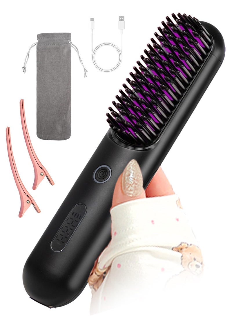 BOMIDI Cordless Hair Straightener Comb Detachable for Easy Clean, 200M Ions, 6 Speed Smart Temp, Dual Charging, Ideal for On - the - Go Styling - Black  - Image 1