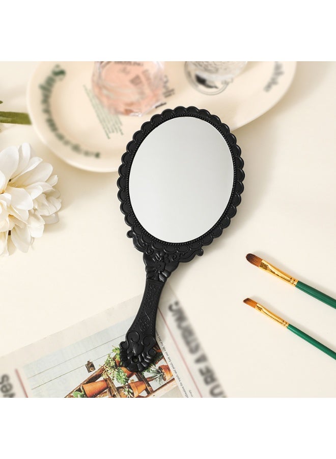 المرآة اليدوية ، المرآة اليدوية مع مقبض المكياج الزخرفي الخمر مرايا محفظة مستحضرات التجميل للبنات النساء