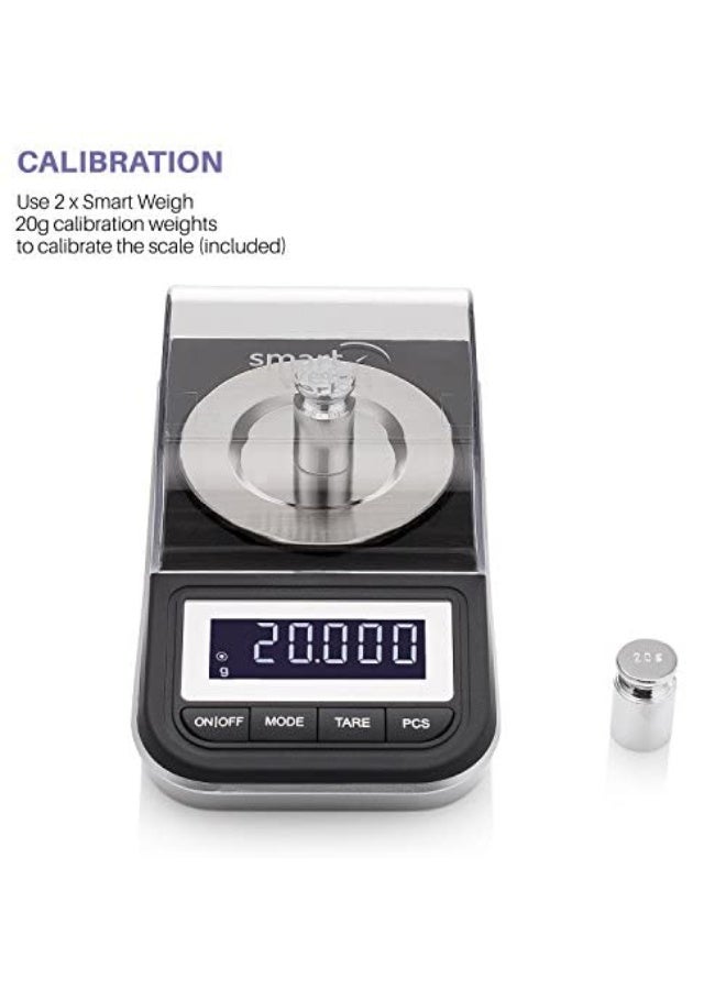 Smart Weigh 50g x 0.001 Grams, Premium High Precision Digital Milligram Scale, Includes Tweezers, Calibration Weights,Three Weighing Pans and Case - Image 3