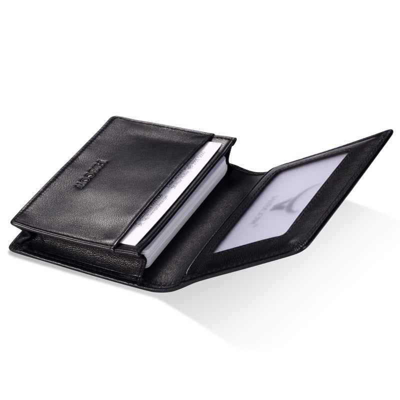 HISCOW Leather Business Card Case Holder for Men & Women, Italian Calfskin (Black) - Image 3