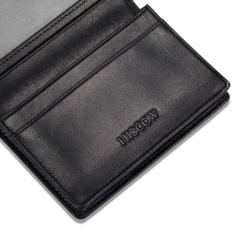 HISCOW Leather Business Card Case Holder for Men & Women, Italian Calfskin (Black) - Image 5