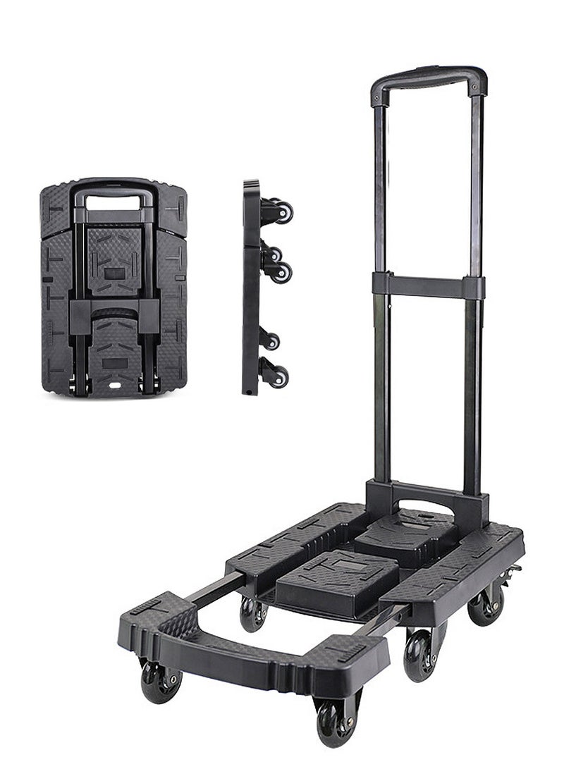 كيدل عربة يدوية قابلة للطي، عربة متينة بوزن 400 رطل، عربة أمتعة محمولة بست عجلات قابلة للطي للتنقل والسفر والتسوق والاستخدام المنزلي والمكتبي، لون أسود - Image 1