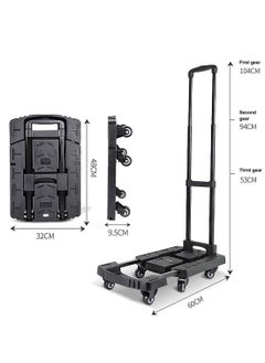 Kidle Folding Hand Truck, 400lbs Heavy Duty Dolly, Portable 6 Wheels Collapsible Luggage Cart for Moving, Travel, Shopping, House Office Use, Black  - Image 3
