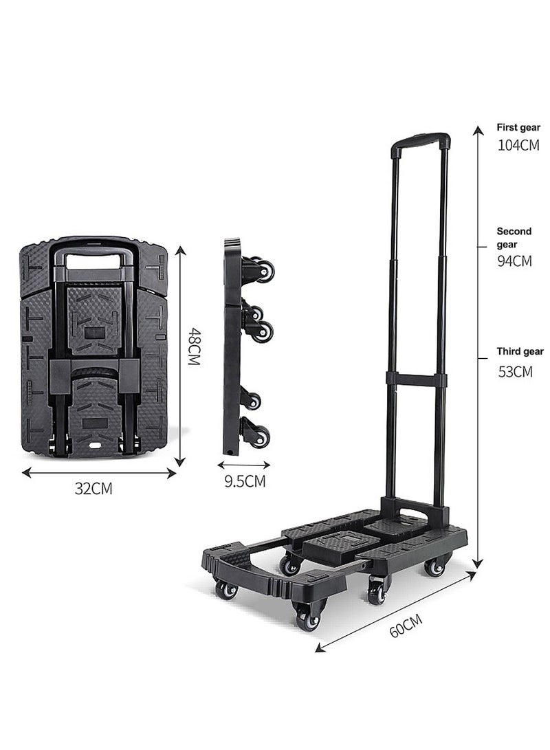كيدل عربة يدوية قابلة للطي، عربة متينة بوزن 400 رطل، عربة أمتعة محمولة بست عجلات قابلة للطي للتنقل والسفر والتسوق والاستخدام المنزلي والمكتبي، لون أسود - Image 3