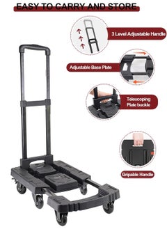 Kidle Folding Hand Truck, 400lbs Heavy Duty Dolly, Portable 6 Wheels Collapsible Luggage Cart for Moving, Travel, Shopping, House Office Use, Black  - Image 5
