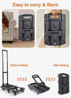Kidle Folding Hand Truck, 400lbs Heavy Duty Dolly, Portable 6 Wheels Collapsible Luggage Cart for Moving, Travel, Shopping, House Office Use, Black  - Image 4