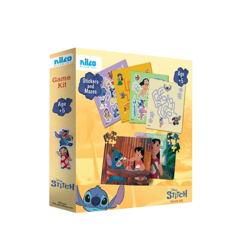 Nilco - Disney Stitch Game Kit Puzzles, Stickers & Mazes - 24106
