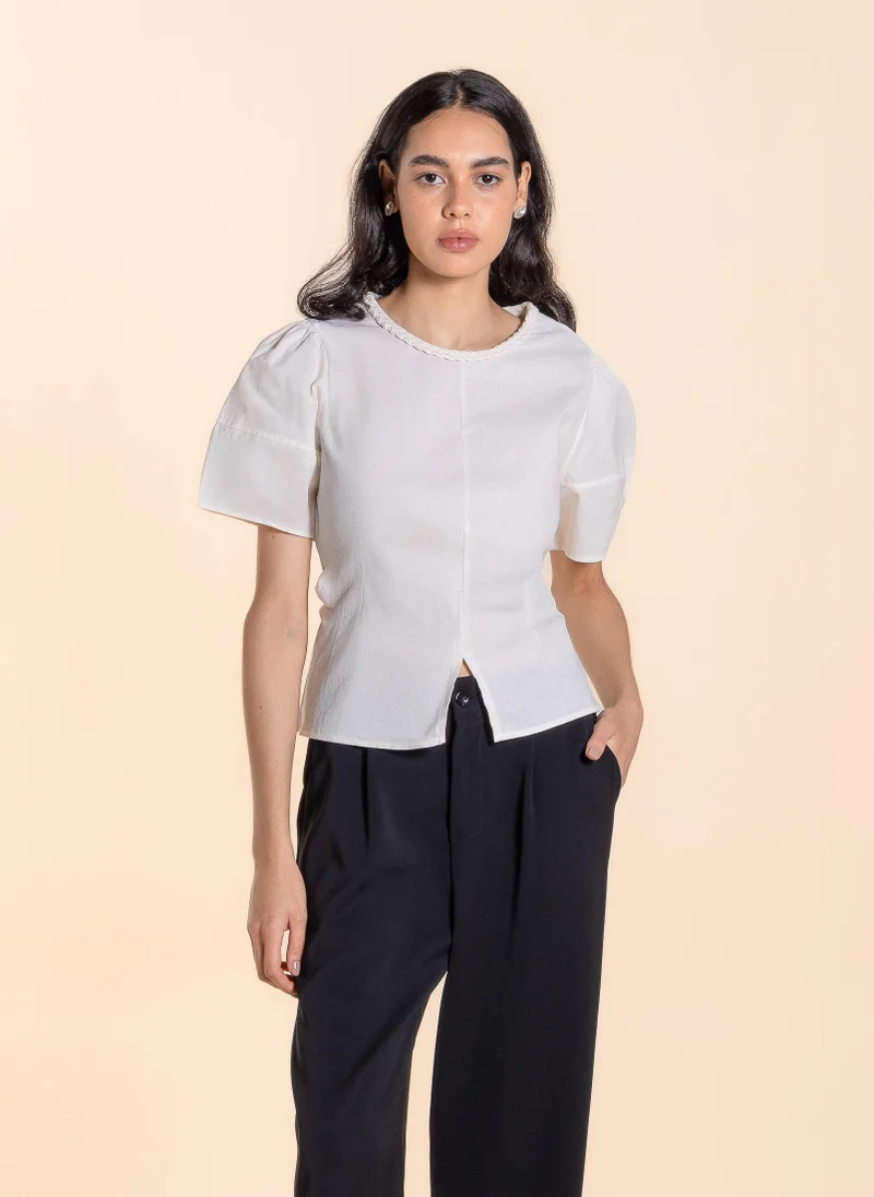 SHAPES DETAILED COTTON BACK TIE TOP