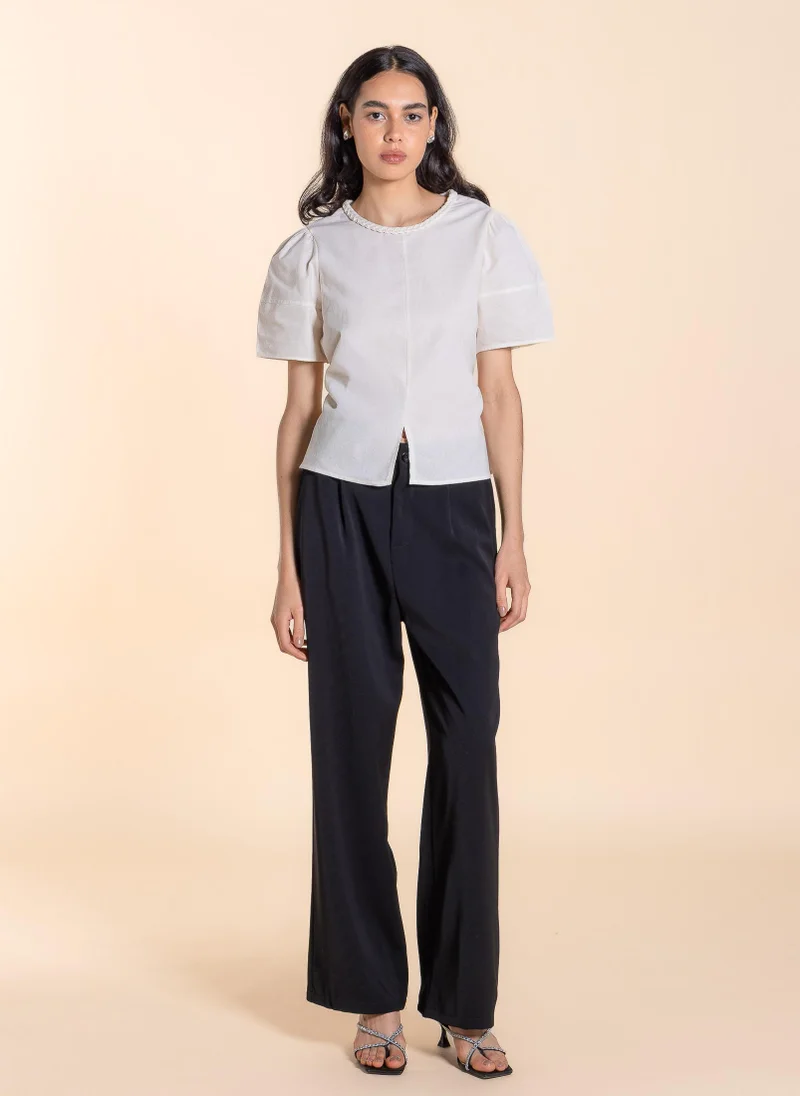 SHAPES DETAILED COTTON BACK TIE TOP